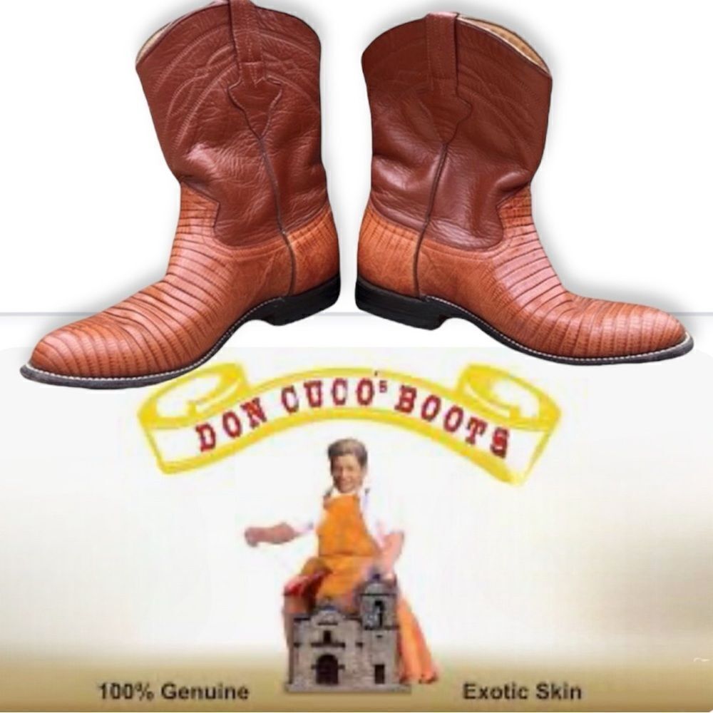 Don Cuco’s Mexico Exotic Lizard & Leather Roper Boots Original Carry Case